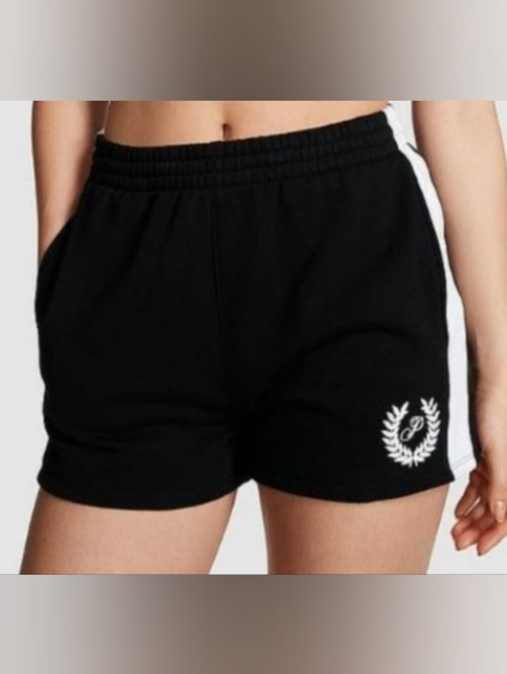 Plus Size 2xlVictoria's Secret Lounge Black Athletic Shorts with White Side Trim
